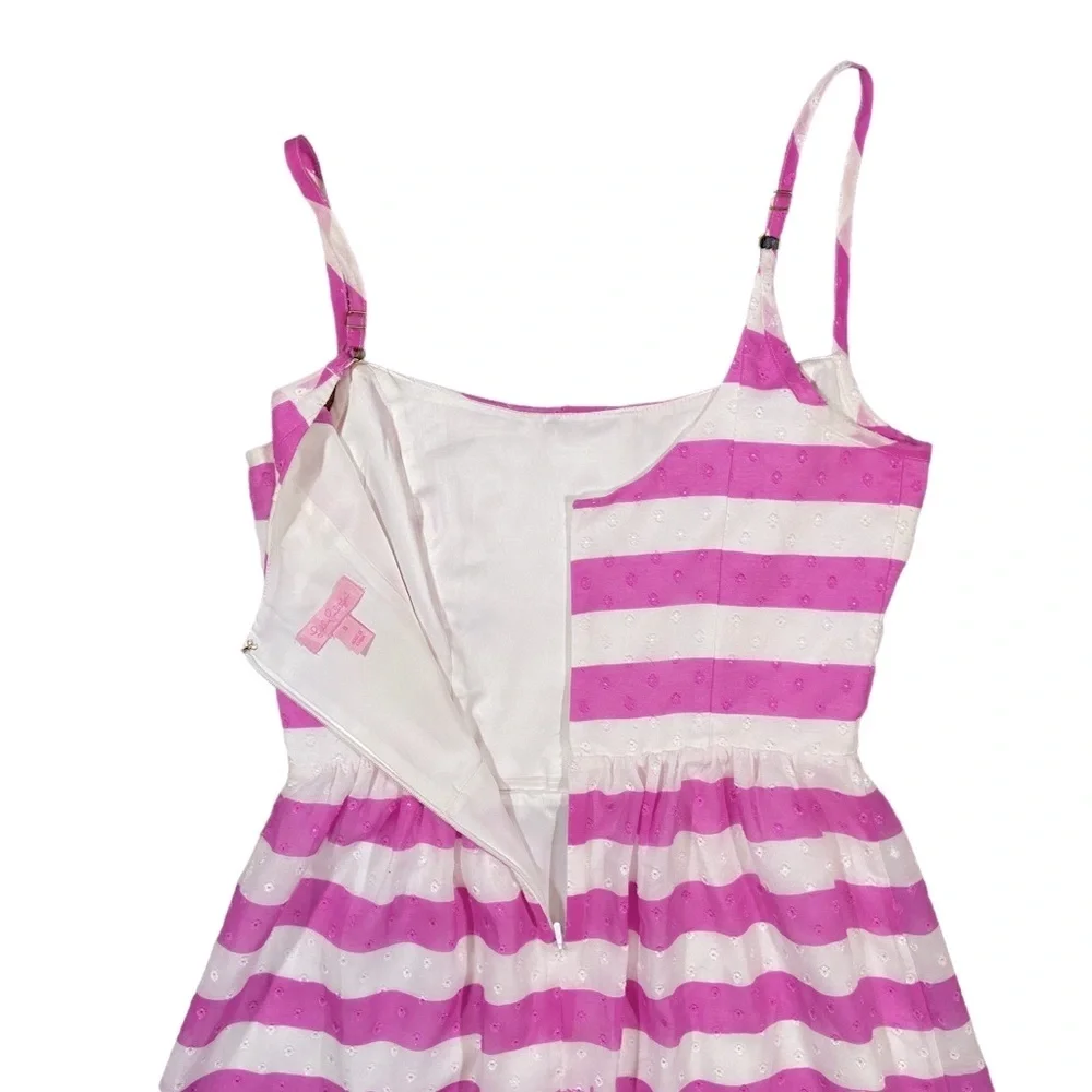 Lilly Pulitzer Pink Stripe Fit & Flare Mini Dress Size 0 Preppy Coquette Resort - Picture 5 of 5